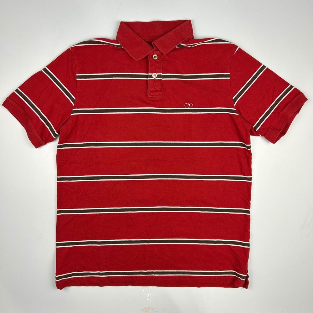 VTG 1980s Ocean Pacific OP Striped Mens Short Sleeve Polo Shirt Sz L 100%Cotton